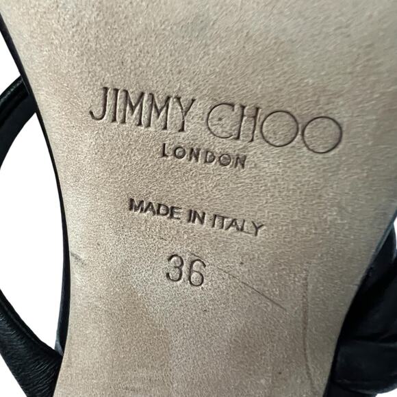 JIMMY CHOO Diosa Leather Mules EU 36 US 5 - 5.5 Black Twisted Strap Sandals - Picture 8 of 12